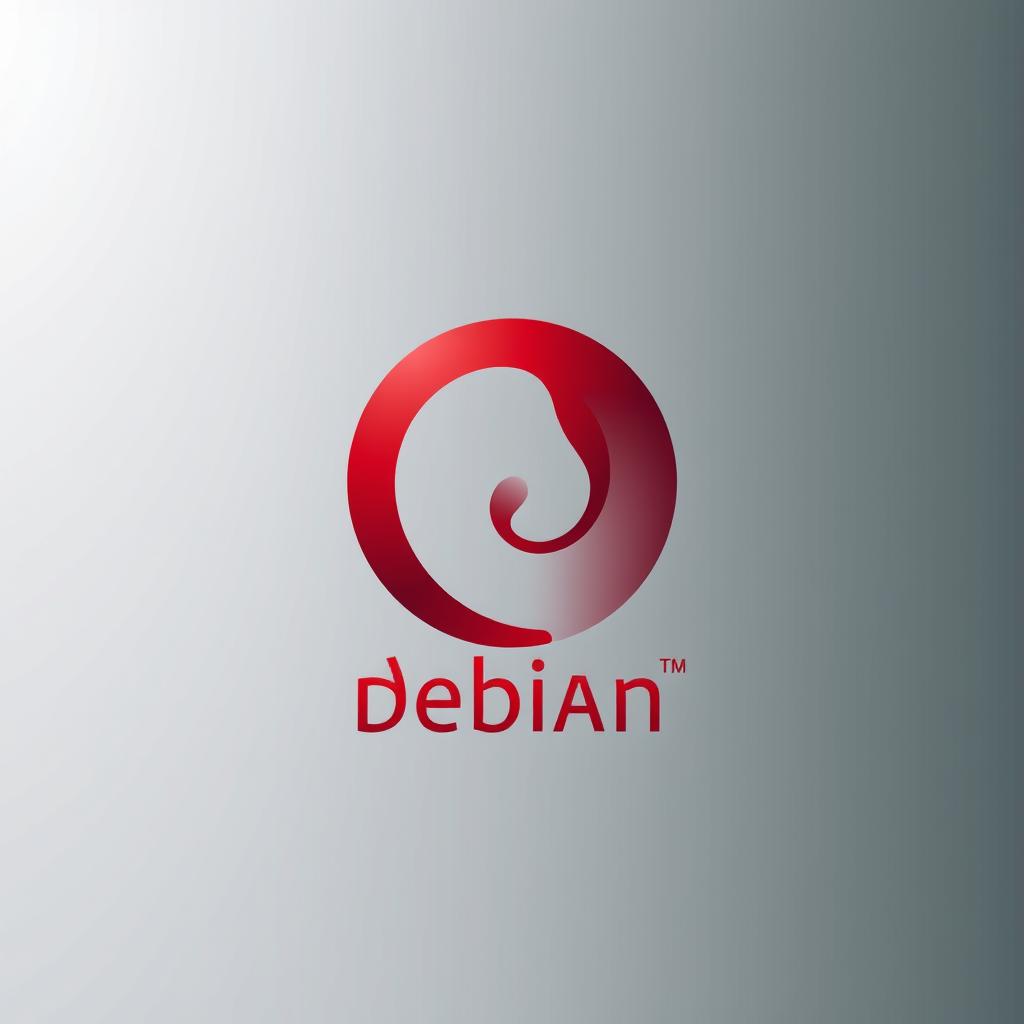 A sleek, modern digital artwork representation of the Debian logo, incorporating elements like a stylized swirl to symbolize its versatility and open-source nature