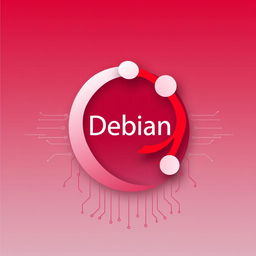 A sleek, modern digital artwork representation of the Debian logo, incorporating elements like a stylized swirl to symbolize its versatility and open-source nature
