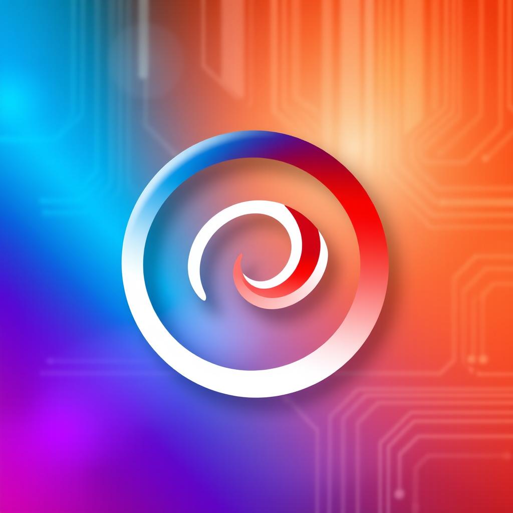 An artistic representation of the Debian logo, featuring the iconic spiral motif, set against a vibrant and sleek digital background