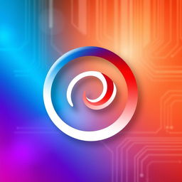 An artistic representation of the Debian logo, featuring the iconic spiral motif, set against a vibrant and sleek digital background