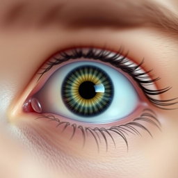 Edit the left eye of the image to center the iris, creating a more symmetrical and aesthetically pleasing appearance