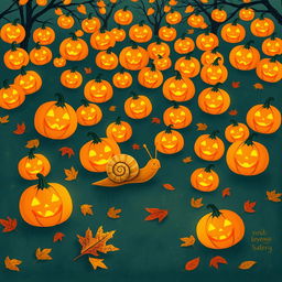 I am a little snail, and in the autumn, I sneak into the garden