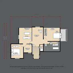 A floor plan of a modern house showcasing detailed dimensions and layouts