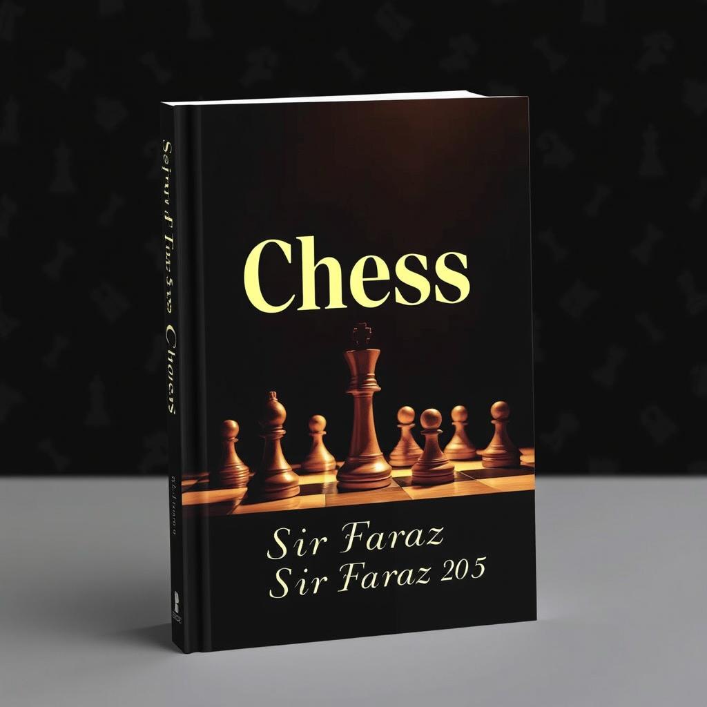 The book cover for 'Chess' by Sir Faraz, featuring a dramatic chessboard with finely crafted pieces in mid-game, illuminated by a soft, golden light