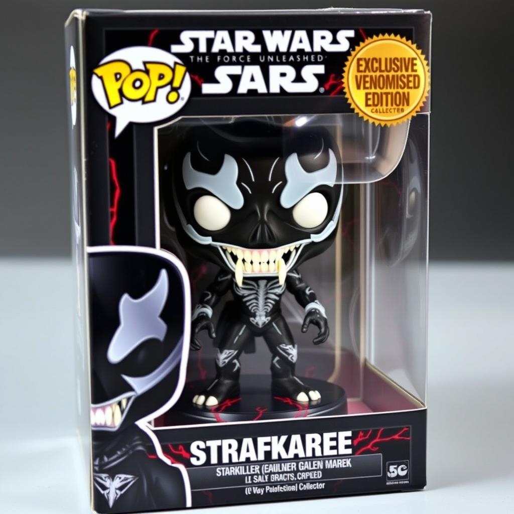 A highly detailed Funko Pop figure of Starkiller (Galen Marek) from Star Wars: The Force Unleashed, transformed with a Venomised symbiote-inspired aesthetic