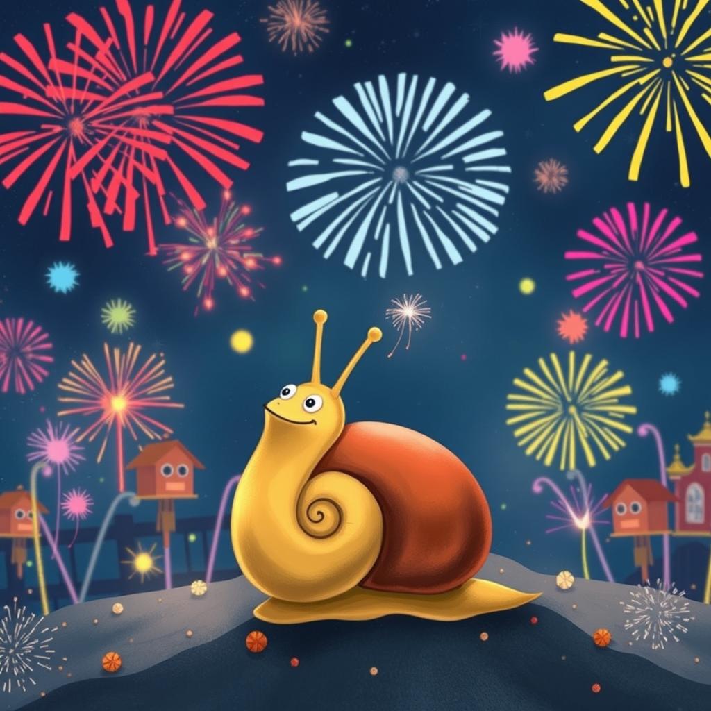 I am a little snail surrounded by the sounds of fireworks and firecrackers, daydreaming about becoming a larger version of myself next year