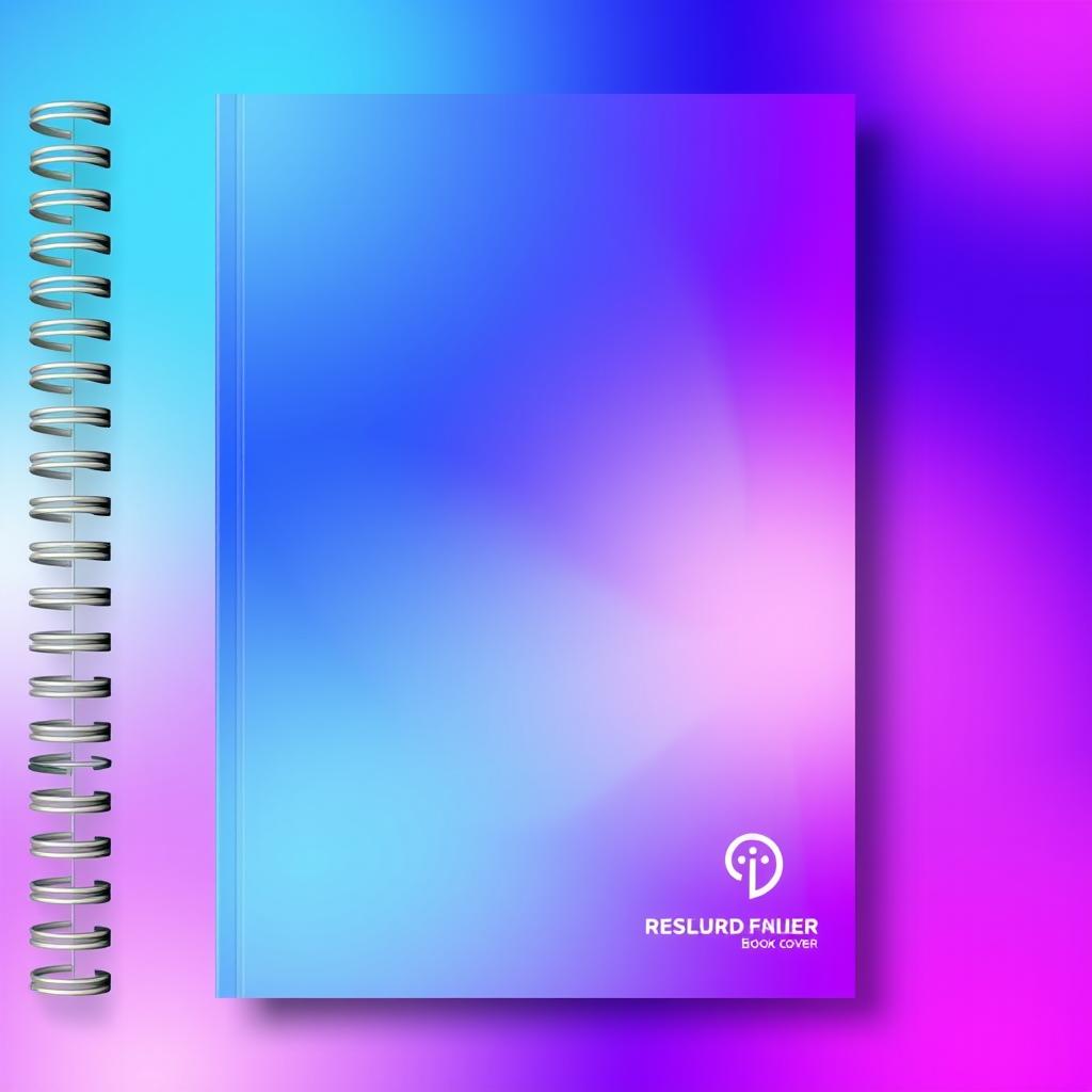 A beautifully designed book cover with a spiral binding on the left side, featuring a stunning gradient background that blends smoothly from blue to purple to violet