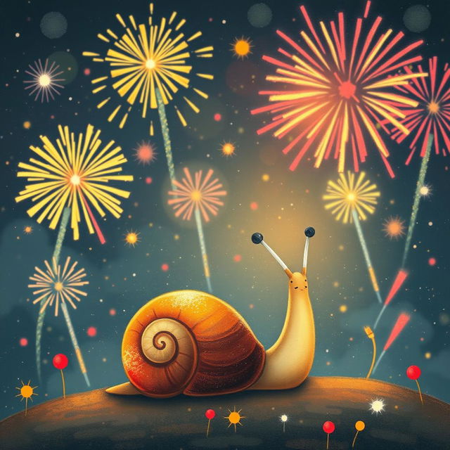 I am a little snail surrounded by the sounds of fireworks and firecrackers, dreaming of becoming a larger version of myself next year