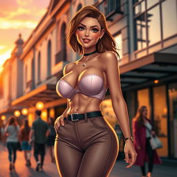 A stunning representation of a female figure with a fine waist and large breasts, exuding confidence and allure