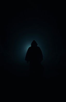 An unknown person embarking on an unexplored journey, walking down a dark and mysterious path surrounded by dense fog and shadowy trees