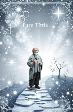 A magical book cover design featuring a silver theme, symbolizing a journey of exploration and enlightenment