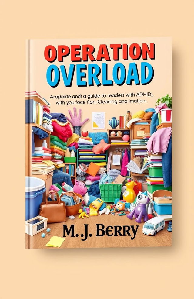 A vibrant and engaging book cover design for a guide titled 'Operation Overload' with the subtitle 'M