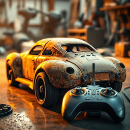 An unfinished, rusted car with an extraordinary and artistic design, showcasing unique shapes and profiles