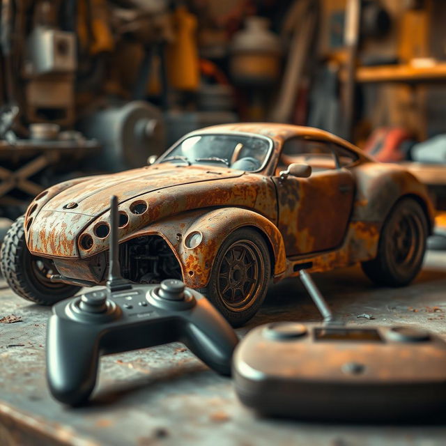 An unfinished, rusted car with an extraordinary and artistic design, showcasing unique shapes and profiles