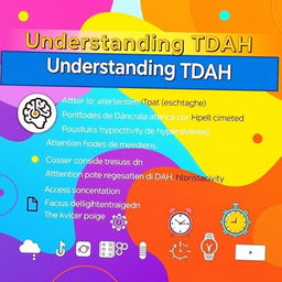 A visually engaging presentation slide that discusses ADHD (Transtorno do Déficit de Atenção com Hiperatividade)