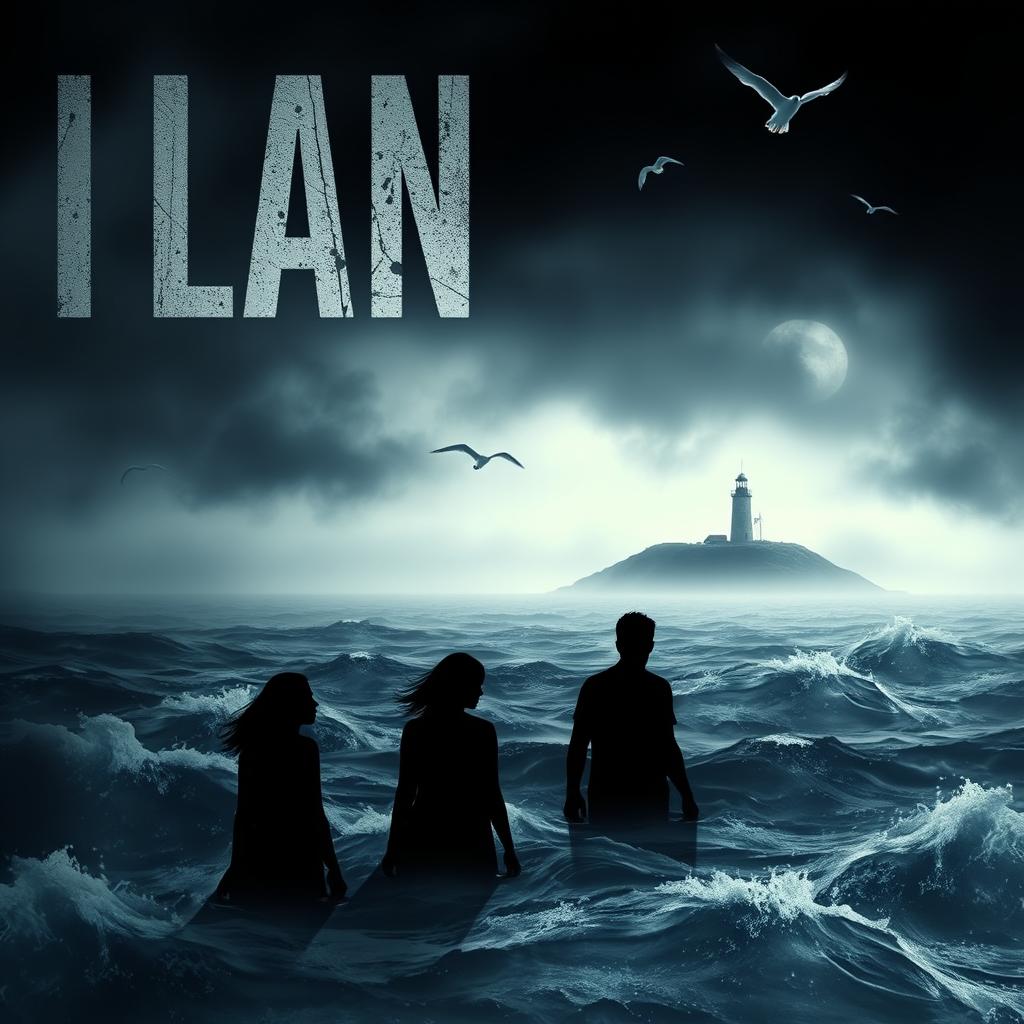 A haunting and suspenseful book cover for a crime novel featuring a dark, mysterious sea with ominous waves