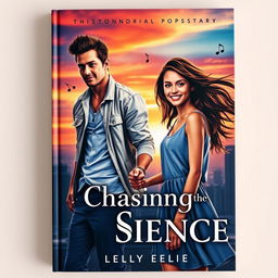 A striking book cover for 'Chasing the Silence', depicting a love story between a worldwide popstar and a simple yet beautiful girl