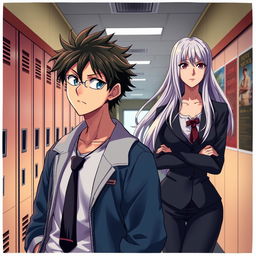 An anime-inspired scene featuring a high school mafia theme