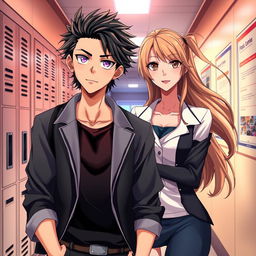 An anime-inspired scene featuring a high school mafia theme