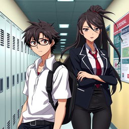 An anime-inspired scene featuring a high school mafia theme