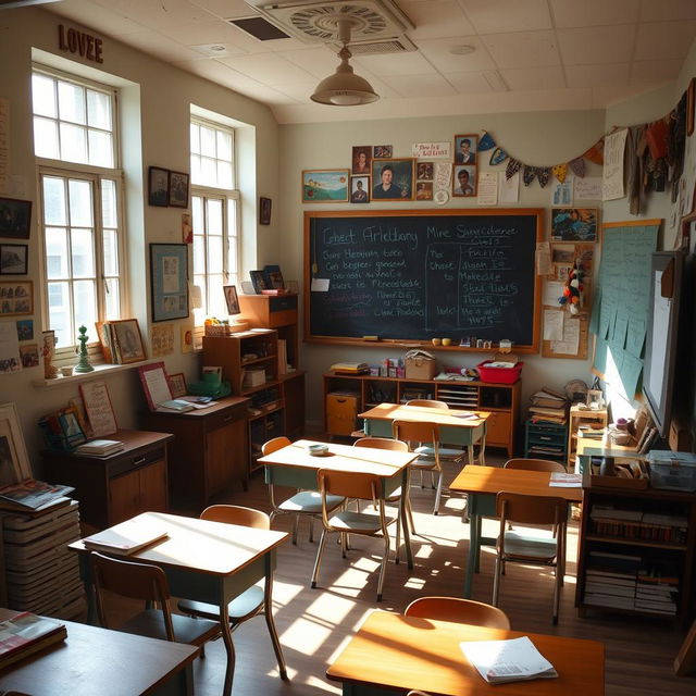 A classroom filled with nostalgia, depicting a plethora of cherished memories