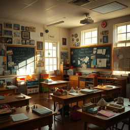 A classroom filled with nostalgia, depicting a plethora of cherished memories