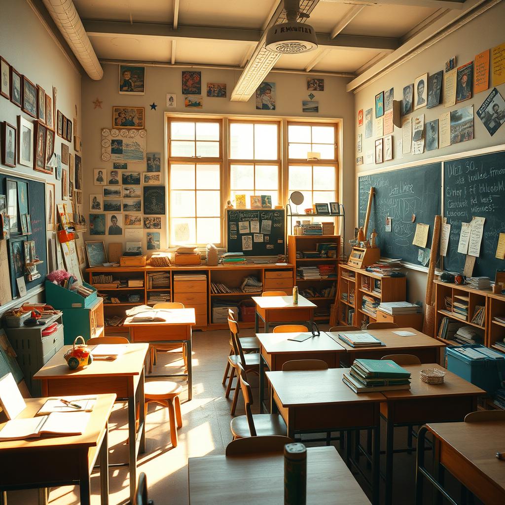 A classroom filled with nostalgia, depicting a plethora of cherished memories