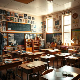 A classroom filled with nostalgia, depicting a plethora of cherished memories