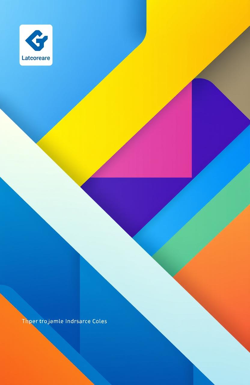 A modern and sleek project cover design featuring an abstract geometric pattern in vibrant colors like blue, green, and orange