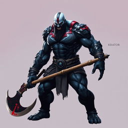 A terrifying and powerful character that combines the essence of Kratos and Venom