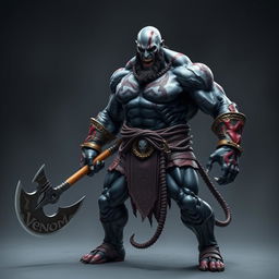 A terrifying and powerful character that combines the essence of Kratos and Venom