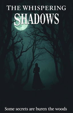 A mysterious fog-covered forest illuminated by a full moon, featuring twisted trees casting long shadows