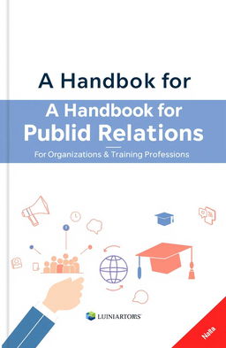 A visually engaging cover for a handbook titled 'A Handbook for Public Relations for Organizations and Training Institutions'