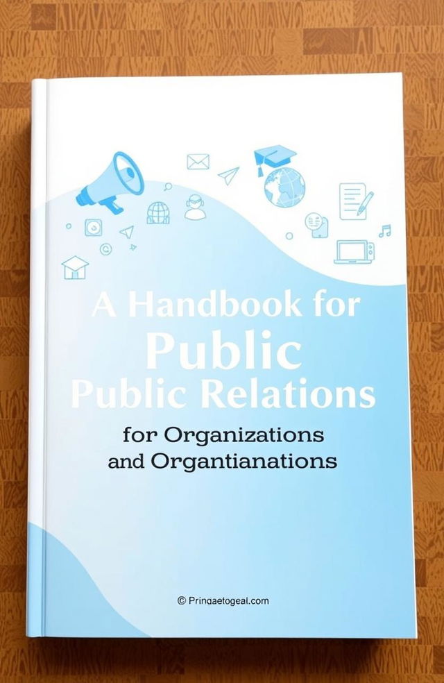 A visually engaging cover for a handbook titled 'A Handbook for Public Relations for Organizations and Training Institutions'