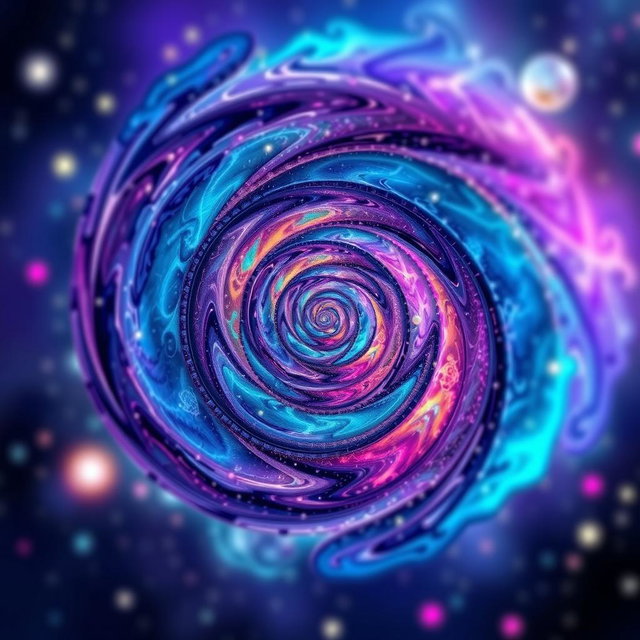 A mesmerizing spiral design, featuring vibrant colors and intricate patterns that blend seamlessly into one another, creating a sense of movement and depth