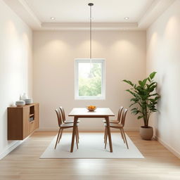 A serene dining room design measuring 2