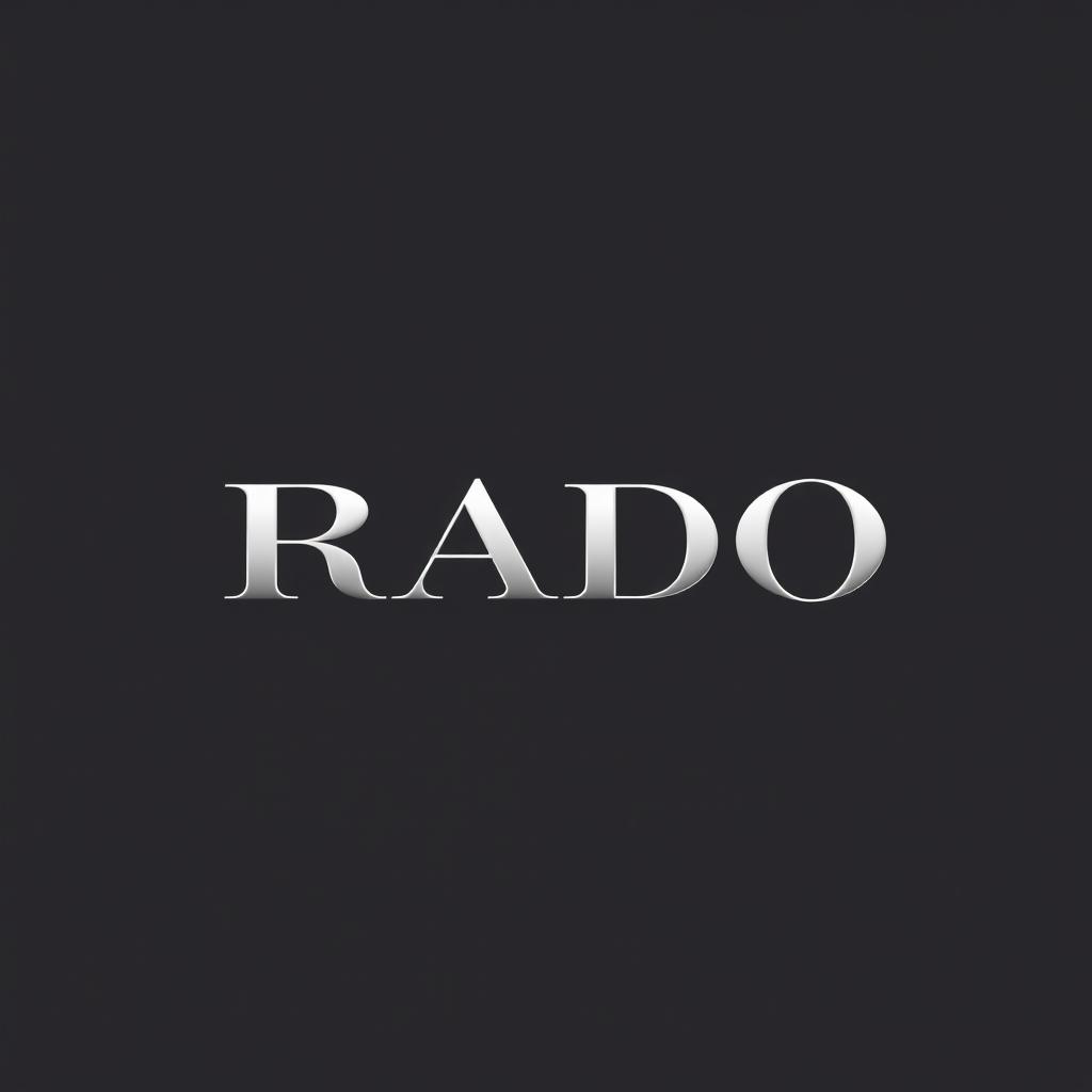 A sleek and modern logo design for a fictional luxury watch brand named 'RADO'