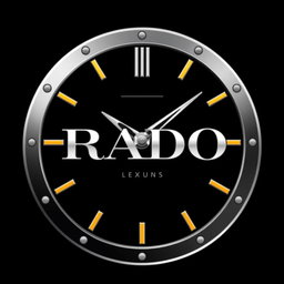 A sleek and modern logo design for a fictional luxury watch brand named 'RADO'