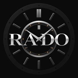 A sleek and modern logo design for a fictional luxury watch brand named 'RADO'