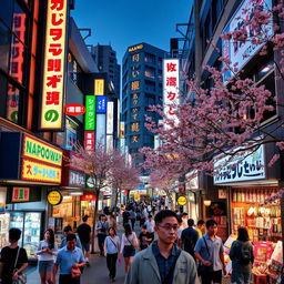 A vibrant and bustling scene in Nakano, Tokyo, showcasing the famous Nakano Broadway shopping complex