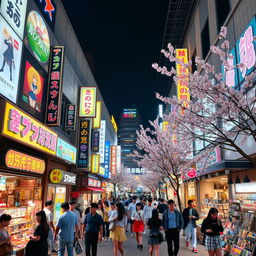 A vibrant and bustling scene in Nakano, Tokyo, showcasing the famous Nakano Broadway shopping complex