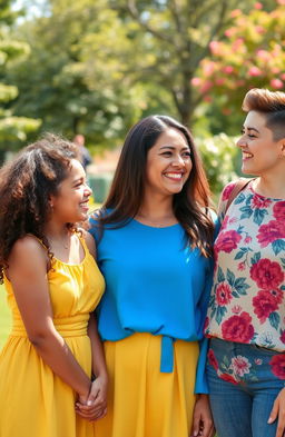 A heartwarming scene showcasing three women enjoying a fun day together