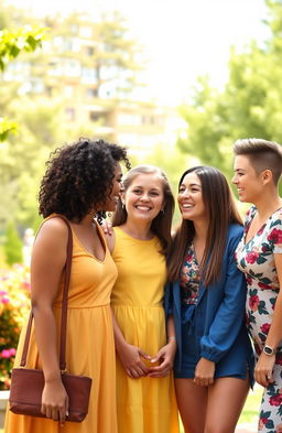 A heartwarming scene showcasing three women enjoying a fun day together