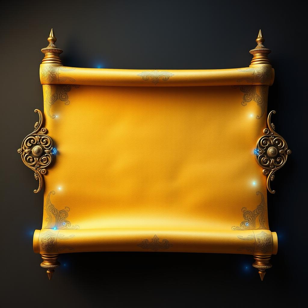 A beautifully unfurled scroll forms the centerpiece, featuring a rich golden parchment texture that appears softly aged yet radiant