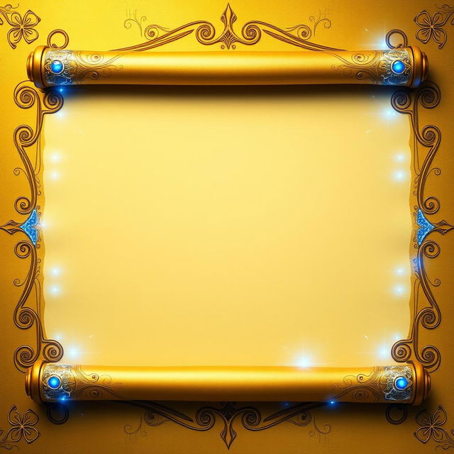 A beautifully unfurled scroll forms the centerpiece, showcasing a rich golden parchment texture that appears softly aged yet radiant