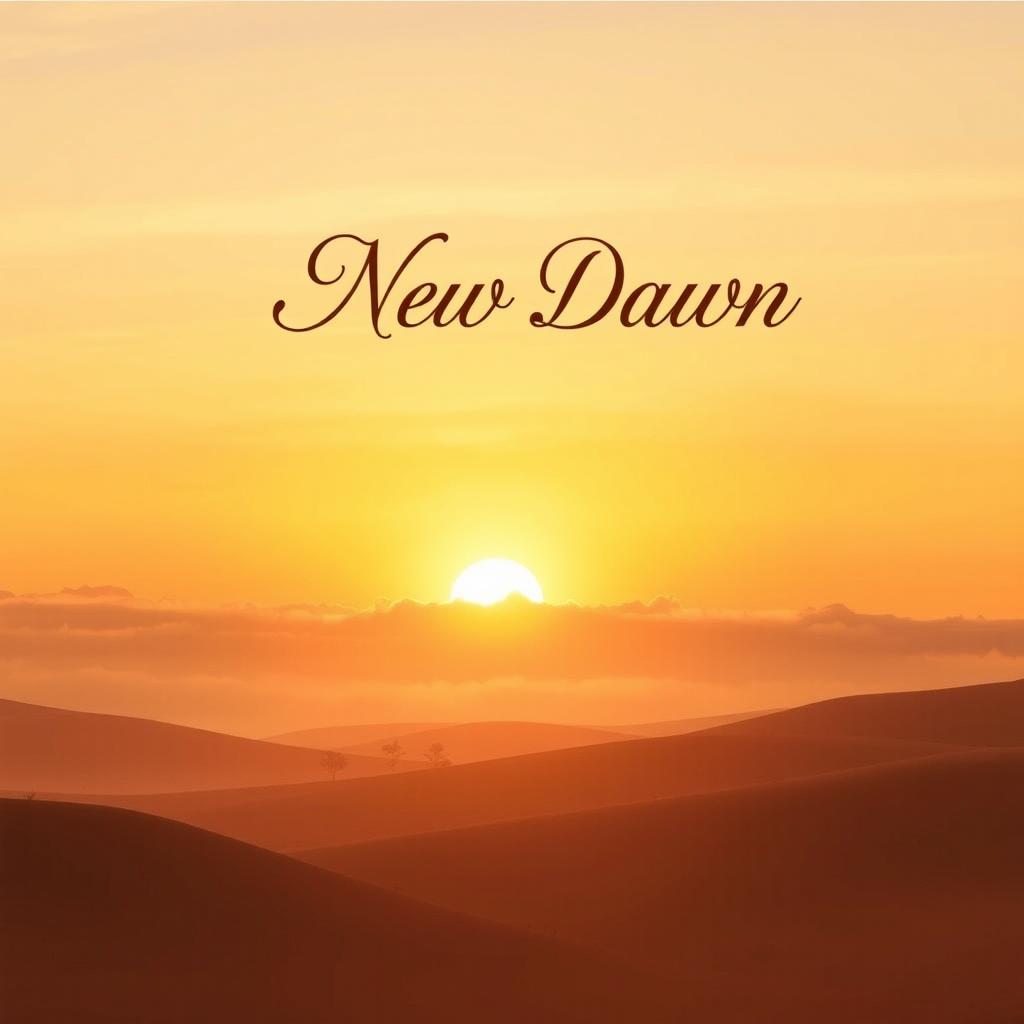 A book front cover design featuring a serene landscape at dawn, showcasing a beautiful horizon with warm, inviting colors