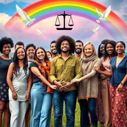 A powerful and inspiring image representing equality and human rights for all people in the world