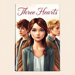 A captivating book cover titled 'Three Hearts'