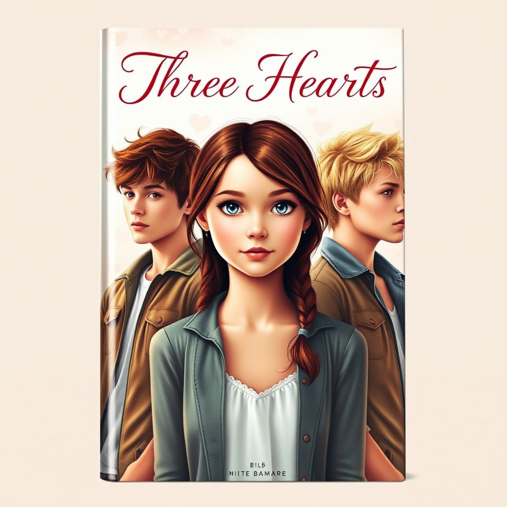 A captivating book cover titled 'Three Hearts'
