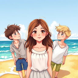 A charming book cover illustration set on a beautiful beach